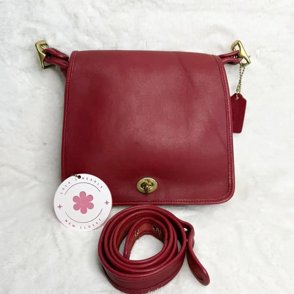 Vintage Coach y2k Red Legacy Companion Flap Crossbody Shoulder Bag